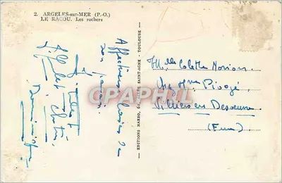 Argelès-sur-Mer — Le Racou. Os rochedos — Edições Narbo — Verso