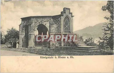Königstuhl bei Rhens an der Rh. — Steinmonument mit Bogen und Geländer — Verlag Rudolf Freund, Goblentz