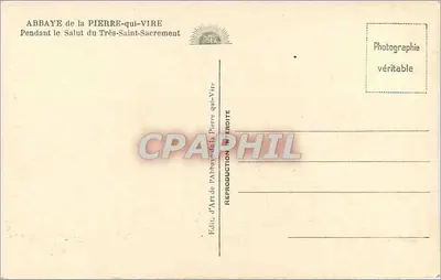 Abbaye de la Pierre-qui-Vire — W trakcie salutu Najświętszego Sakramentu — Wydawnictwo Abbatii de la Pierre-qui-Vire — Rewers