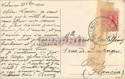 Kobieta w szaliku z wyhaftowanymi kwiatami — Valencja, 1910 — wydawca nieznany — Rewers