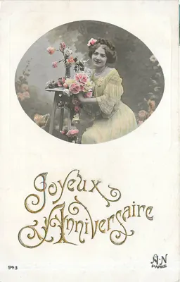 Mulher em vestido de estilo Art Nouveau — aniversário — A.N. Paris, n° 943