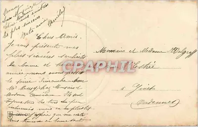 Igreja nevada — Carta de véspera de Ano Novo — Editora desconhecida, número de série não visível — Verso