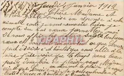 Kobieta w kolorowej sukni — trzymająca bukiet — tekst 'Bonne Année' — wydawca '7528' — Rewers