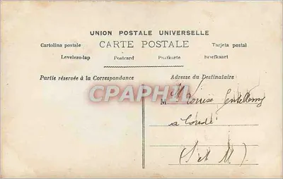 Man in pak met bouquet — uitgever '151' — zegel 10c rood — Achterkant