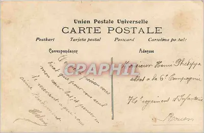 Kobieta w kapeluszu z kwiatami trzymająca koszyk z rybami — tekst wydrukowany 'Ils diront celle qui vous aime' — wydawca S.F. n° 328 — Rewers