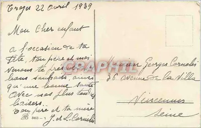 Buquê de rosas — Boa Festa 1939 — editor não visível — Verso