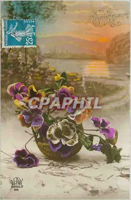 Buquê de margaridas — paisagem ao pôr do sol — L.P.V. Paris n°515