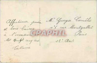 Buquê de margaridas — paisagem ao pôr do sol — L.P.V. Paris n°515 — Verso