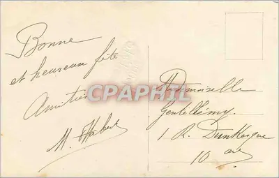 Mulher em vestido florido segurando uma placa 'Bom Aniversário' — ARS PARIS 310 — selo de 10c República Francesa — Verso