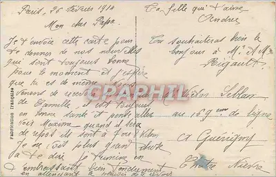 Menina segurando um buquê tricolor — editor N.J.C. Paris n°539 — Verso