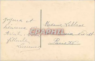 Jovem mulher com buquê de flores — 1º de Abril — La Favourite 134 — Verso