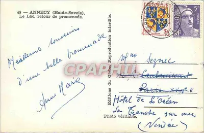 Annecey (Alta Savoia) — Il Lago, ritorno da una passeggiata — Edizioni del Globe — Verso
