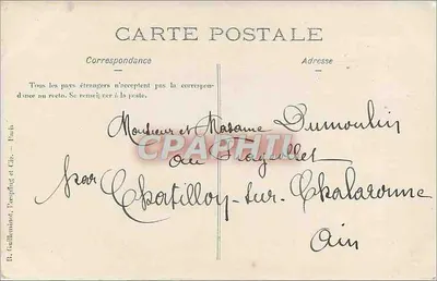 Homem com painel 'PROSPÉRITÉ BONHEUR SANTÉ POUR 1909' — editor R. Gauthierminot, Dampfug & Cie, Paris — número de série não visível — Verso