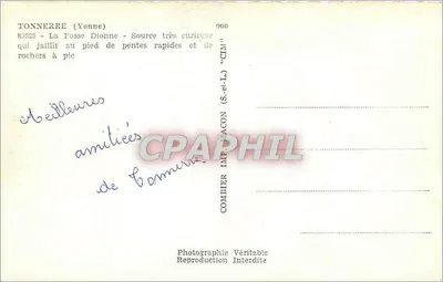 Tonnerre (Yonne) — A Fosse Dionne — Fonte curiosa com encostas íngremes e rochedos — Verso