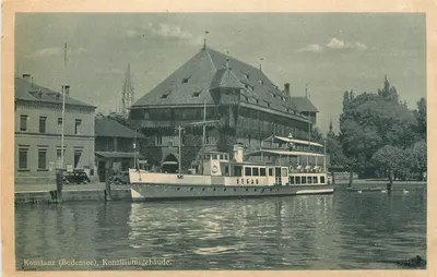 Konstanz (Lago de Constança), Edifício do Concílio — navio 'MEGAU' — Verlag Erwin Bürda, Heilbronn