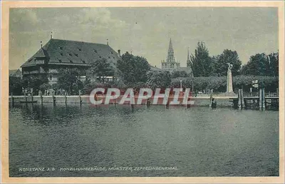 Konstanz — Edifício do Concílio, Catedral de Münster, Monumento Zeppelin — Verlag Erwin Büring, Freiburg i. Br., Nr. 959