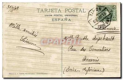 San Sebastián - Playa y Casino — Édition G. Galarza, série 42 — Verso
