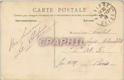 Asnières — Rue des Couronnes e Igreja de São Carlos — B. F., Paris, n° 98 — Verso