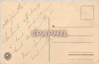Pastoralny krajobraz z pasterzem i owcami — wydawca GH Péronne, numer serii nie widoczny — Rewers
