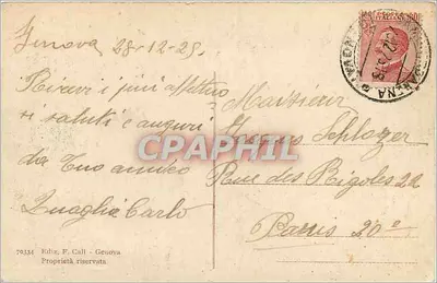 Genova widok z Castellaccio — widok panoramiczny portu — wyd. F. Cull, n° 70334 — Rewers