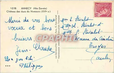 Annecey — Kasteel van de hertogen van Nemours (15e eeuw) — Les Éditions d'Art 'Vvon', n°1028 — Achterkant