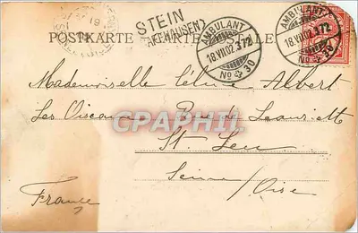 Stein a. Rh. (Schaffhausen) — Ansicht des Dorfes und Schlosses auf dem Hügel — Kunstverlag Th. Zügg, Nr. 1905 — Rückseite