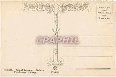 Wenecja — Kanal Grande — Pałac Vendramin Calergi — A. Brecchi — Mediolan — 4590-14 — Rewers