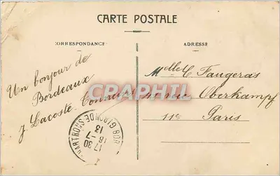 Bordeaux - O Monumento dos Giroudins — Edição J. G. — Verso