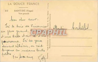 Saint-Dié (Vosges) — Vista geral — Les Éditions d'Art VON, Paris — Verso