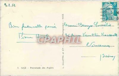 Nice - Promenade des Anglais — L. Gilletta et Cie - N°7 — Rewers
