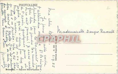 Dwa dzieci karmiące kaczki — Plac Marie-Louise — Photolline, N. 065 — Rewers