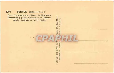 Prisse (Saône-et-Loire) — Dziedziniec zamku Montceau — Wydawnictwo Sztuki Yvon, Paryż — Rewers