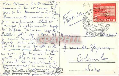 El Monte Blano y el Léman vistos desde St-Cergue — Edición fotográfica A. DERIAZ, Baume-les-Dames — Reverso