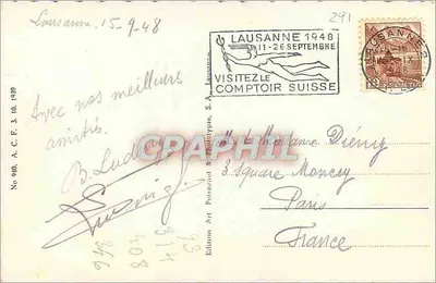 Lausana-Ouchy e as Alpes — Edição Art Perrecaud & Fototipia, n° 940 — Verso
