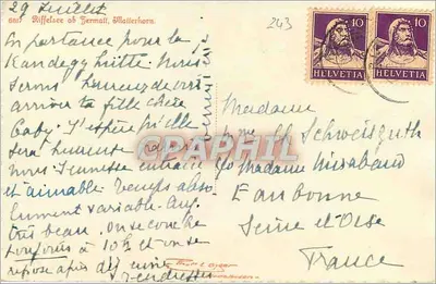 Matterhorn — widok z jeziora Riffelsee — wydawca nieznany, numer serii 6617 — Rewers