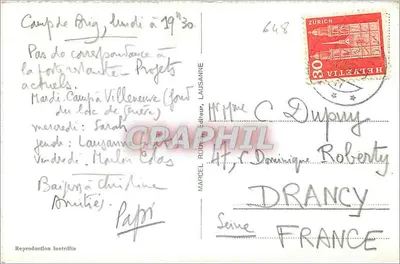 Brigue. Zamek Stockalper — Stara pocztówka n°4708, wydawca Marcel Rodier, Lausanne — Rewers