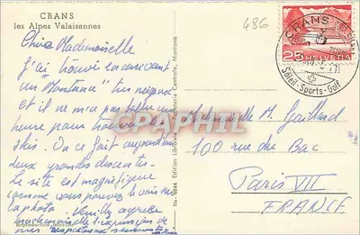 Crans, Alpy Walenskie — widok zasnieżonej góry — Wydanie 6844 — Rewers