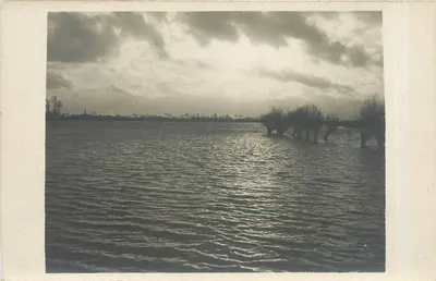 Inundação — vista de paisagem aquática — Carta postal anônima