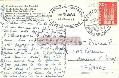 Rheinfall (Suíça) — queda do rio Reno — editor desconhecido, número de série não visível — Verso