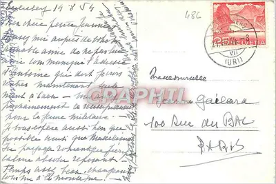 Bristenstock v. Seelisberg da Rütliwiese — vista do lago de Thoune e das Alpes suíças — editor desconhecido, n° 3280 — Verso