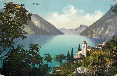 Lago de Lugano — Oria, Vista sobre o San Salvatore — E. Goetz, Fot. Lugano