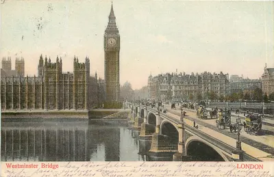 Westminster Bridge — vista do Big Ben — J. H. R. & Co. Printed in Berlin