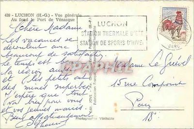 Luchon (H.-G.) — Ogólny widok — W tle Port de Vénasque — Wyd. JOVE - Paul Billier - Ocena — Rewers