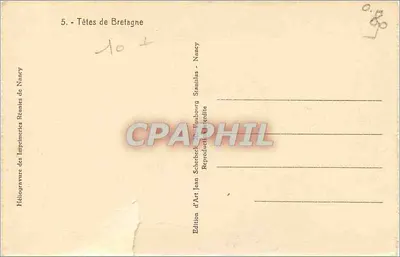 Retrato de homem com chapéu — série Cabeças da Bretanha — Héliogravure de J. Scherbeck, editor Nancy — Verso