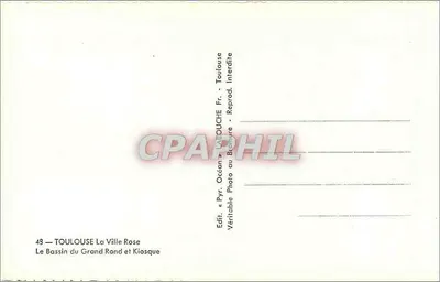 Toulouse — O Bassin do Grand Rond e Kiosque — editor LatoUCHE — Verso