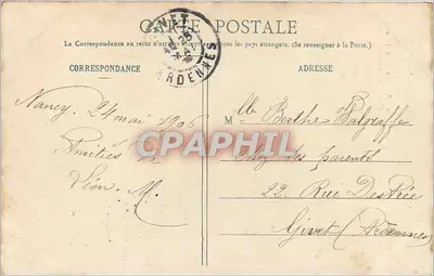 Nancy - Kościół Świętego Epfrua, nowoczesna ciekawostka w Nancy, styl ogivalny (1864-1874), zbudowany na miejscu dawnego kościoła tego samego nazwiska — Imprimeries Réennes, Nancy — Rewers