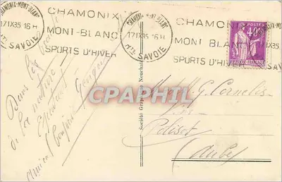 Chamonix i Mt Blanc — widok panoramiczny — Société Graphique Neuchâtel — Rewers