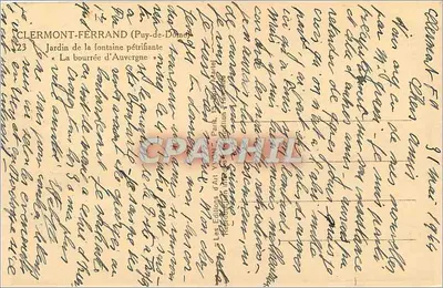Ogród fontanny petryfikującej — Clermont-Ferrand (Puy-de-Dôme) — Les Éditions d'Art, Paryż — Rewers