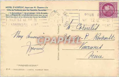 Hôtel d'Assézat — Toulouse — Éditions Labouchu, n°214 — Verso