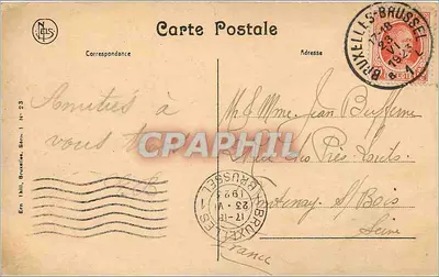 Bruxelas — Palácio da Cidade e Praça Principal — Ern. Jels, Série N° 23 — Verso